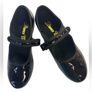 Dance Class Black Hook & Loop Tap Shoe Manmade Materials Size 3